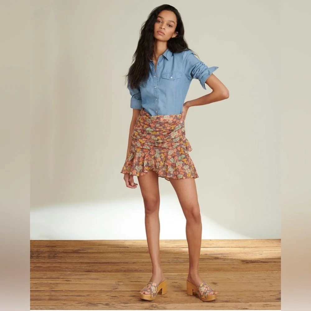 Veronica Beard Floral Lyndsay Ruffle Skirt Like New Size 4 - Picture 2 of 3